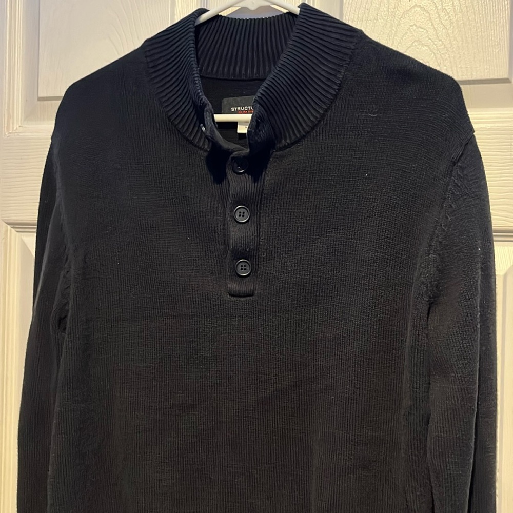 Structure Slim Fit Quarter Button-Up Sweater